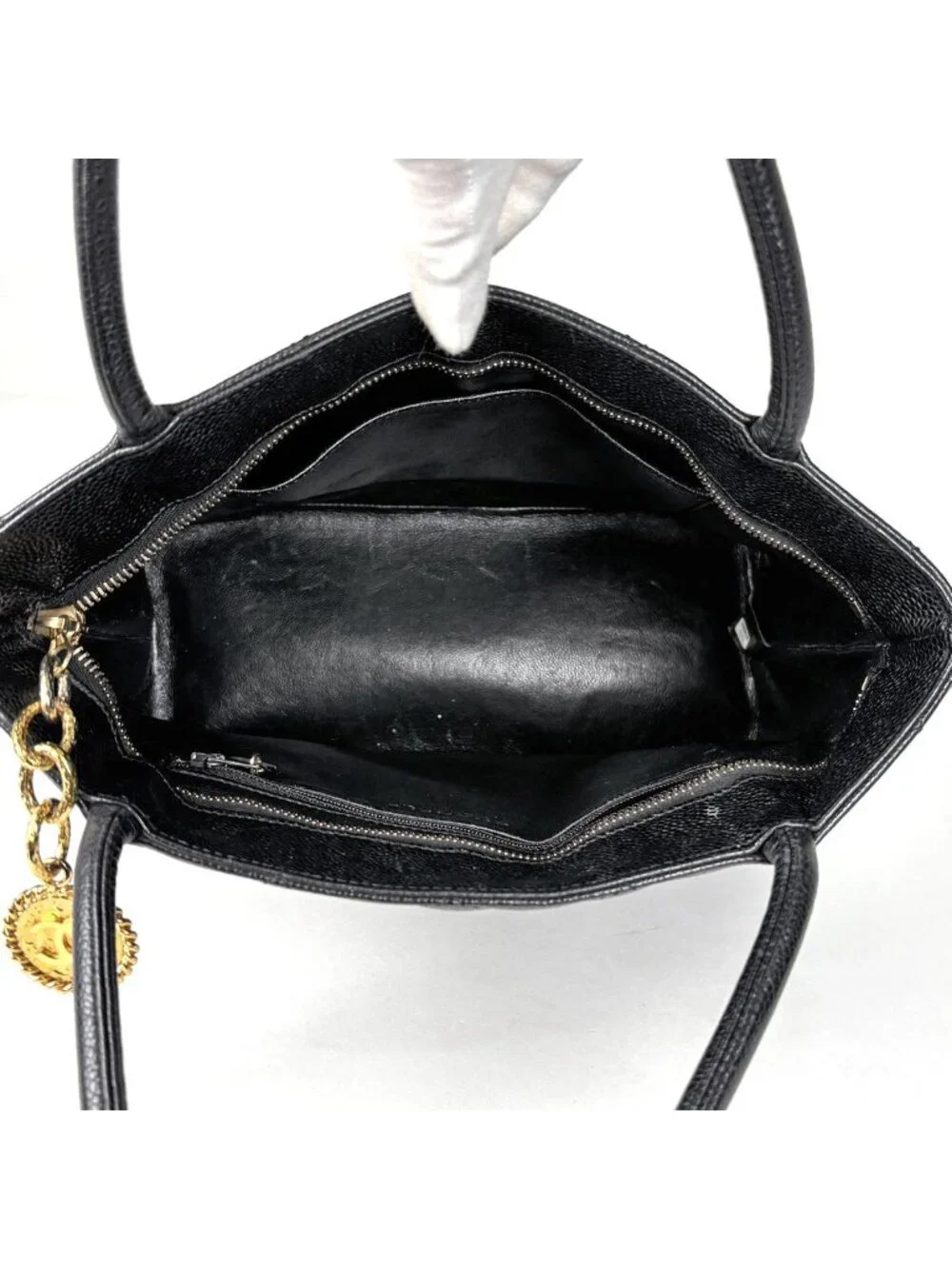 Chanel Reissue Tote CC Logo Quilted Caviar Leather Black